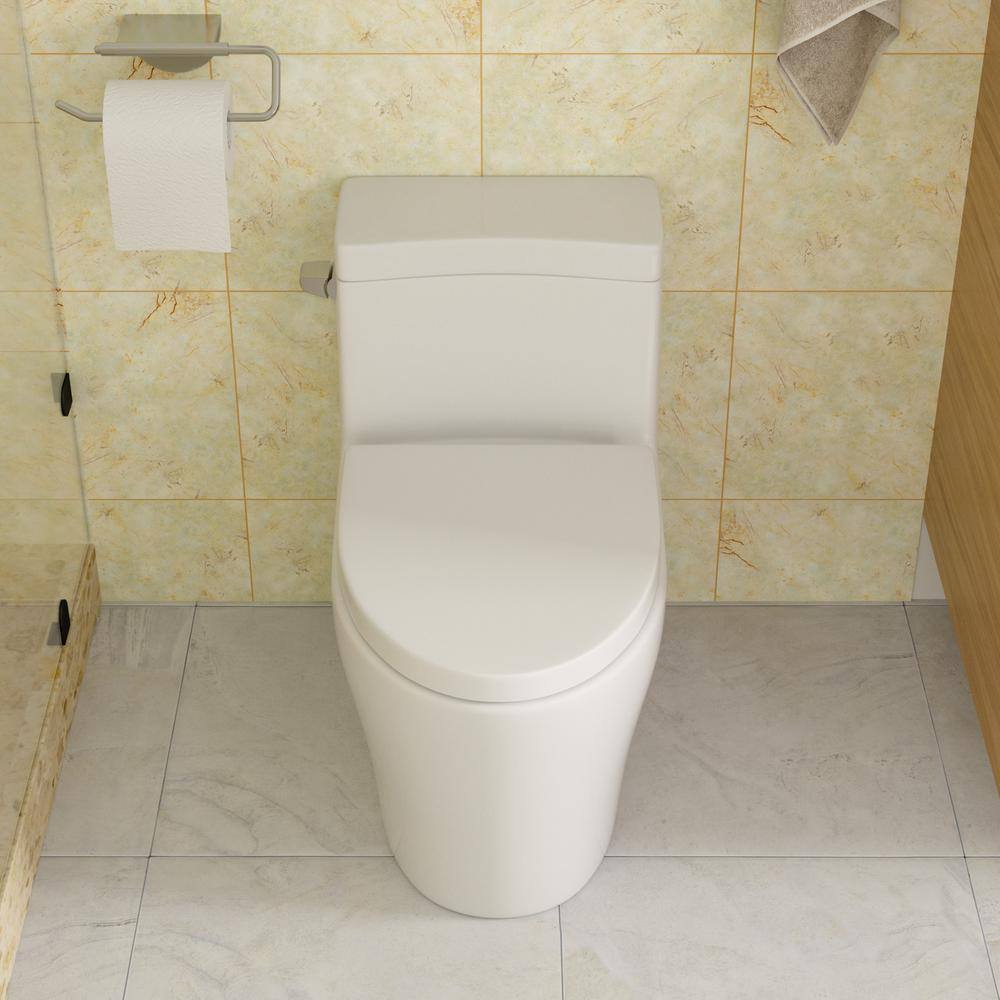 LORDEAR 12 in. Rough-In 1-Piece 1.281.1 GPF Single Flush Elongated Toilet in White Soft Close Seat Included MT80CL3