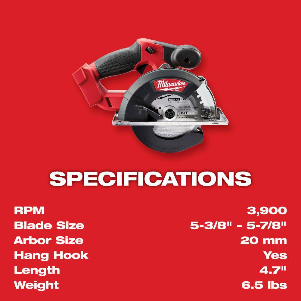 MW M18 FUEL 18-Volt Li-Ion Brushless Cordless Metal Cutting 5-38 in. Circular Saw wMetal Blade  38 in. Impact Wrench 2782-20-2854-20