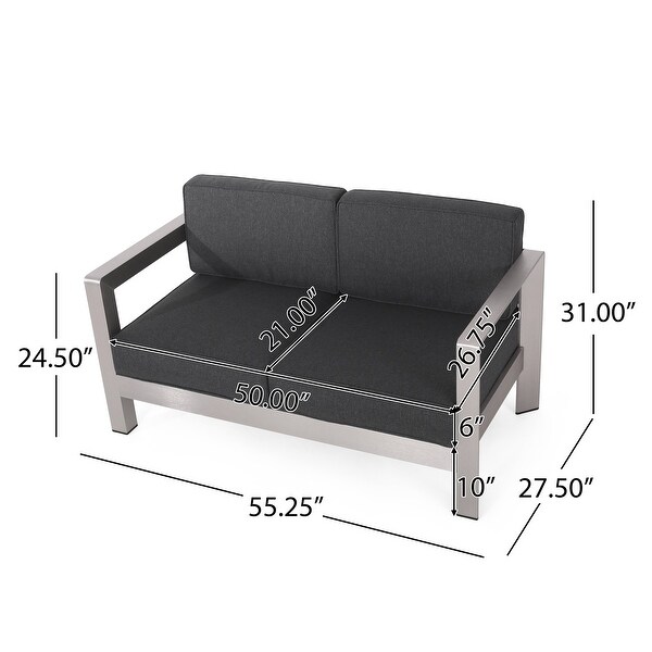 Montauk Outdoor 4Seater Aluminum Chat Set with Fire Pit and Tank Holder by Christopher Knight Home