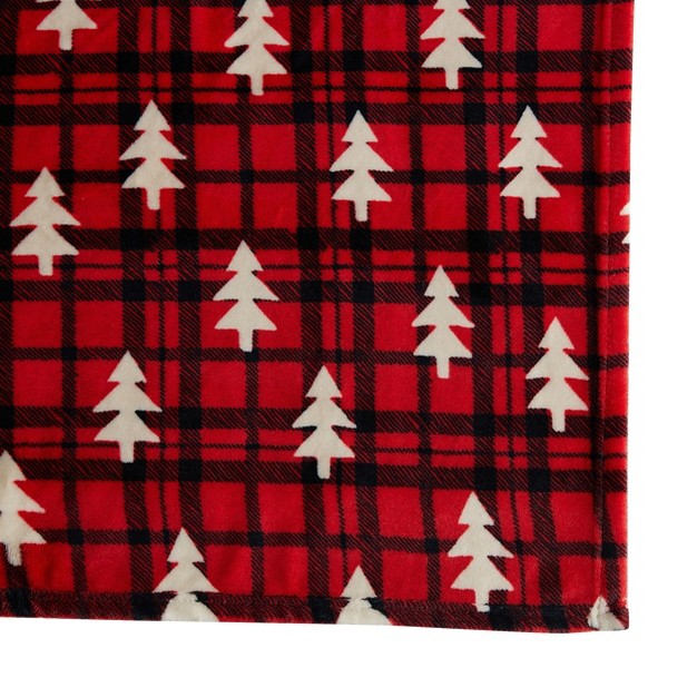 Kate Aurora Ultra Soft amp Plush Red And Black Christmas Plaid Tree Check Accent Throw Blanket 50 In W X 60 In L