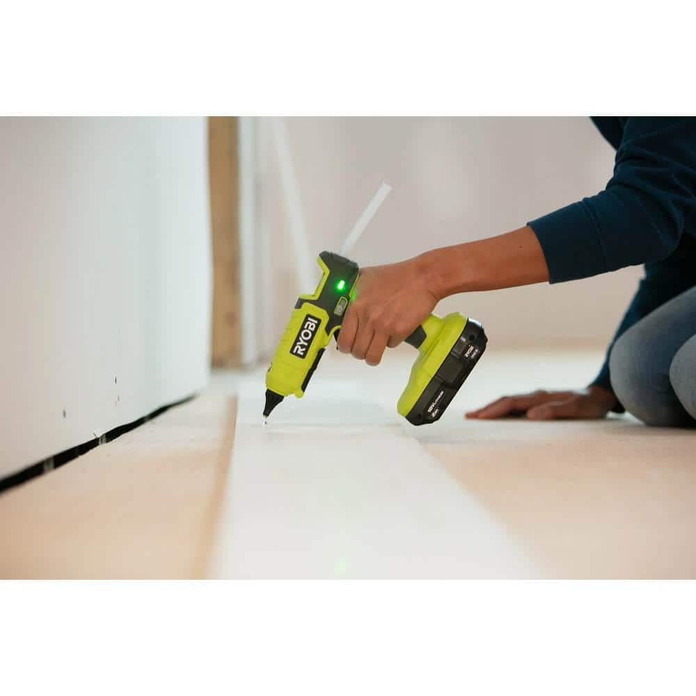 RYOBI ONE+ 18V Cordless 2- Tool Combo Kit with Rotary Tool Station, Dual Temperature Glue Gun, 2.0 Ah Battery and Charger PCL1205K1