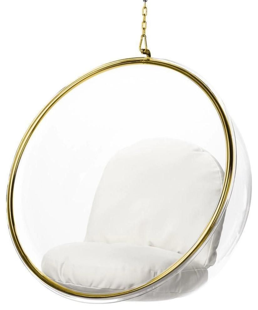 Bubble Clear Hanging Chair  Gold  24x41 quot  Contemporary   Hanging Chairs   by HomeCraftDecor  Houzz