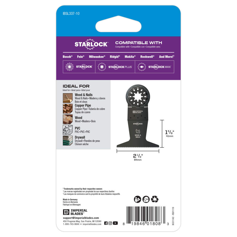 Starlock™ 2-1/2 Standard Wood and Nails Blade， 10PC