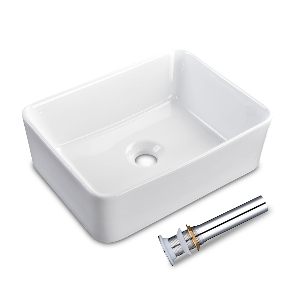 Aquaterior Rectangular Bathroom Sink Above Counter w/ Drain 16