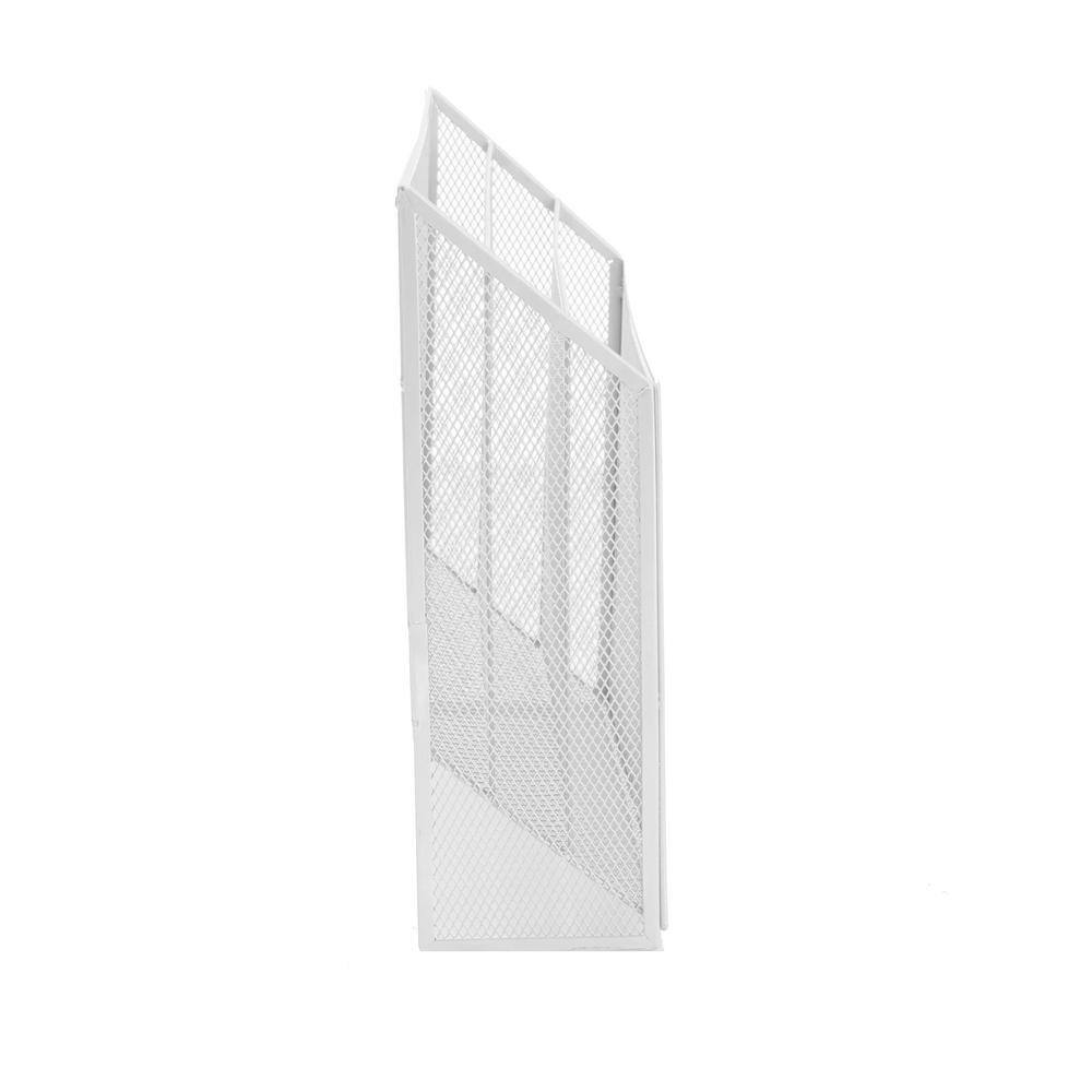 Mind Reader Mesh Wall File Holder 3.6 in. x 12.75 in. x 11.5 in. 3-Tier Vertical MountHanging Organizer Office Organization White WAFIST3-WHT