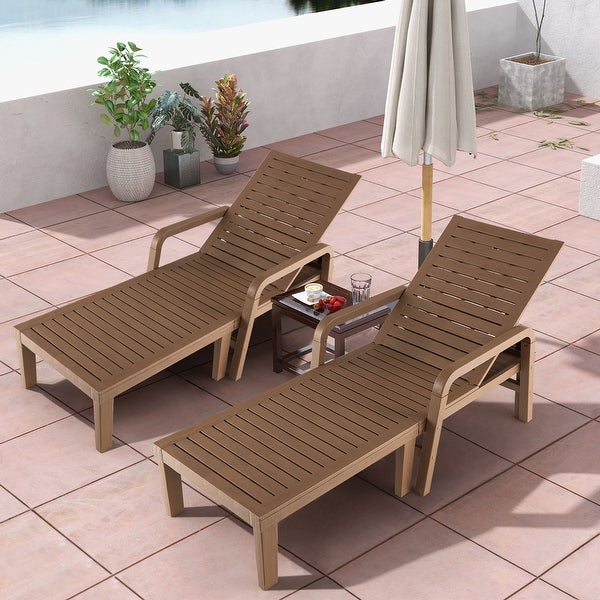 1 or 2 PCS Patio PP Chaise Lounge Chair Reclining Outdoor Adjustable