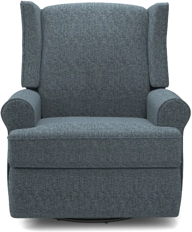 Logan Denim Blue Power Glider Recliner with Swivel