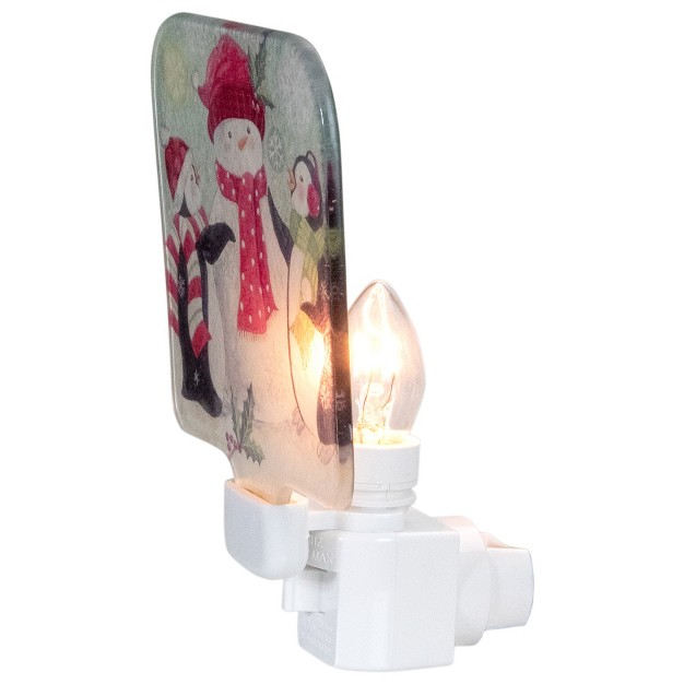 Snowman And Penguins Glass Christmas Night Light