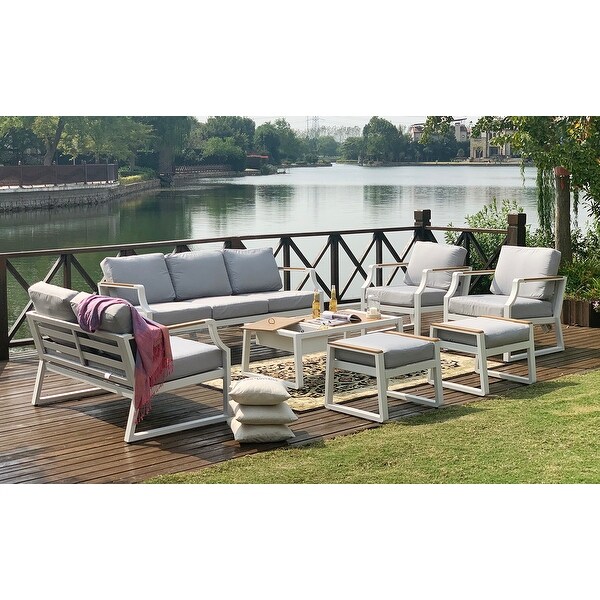 Moda 7piece Outdoor Steel Sofa Set with Ice Bucket Table