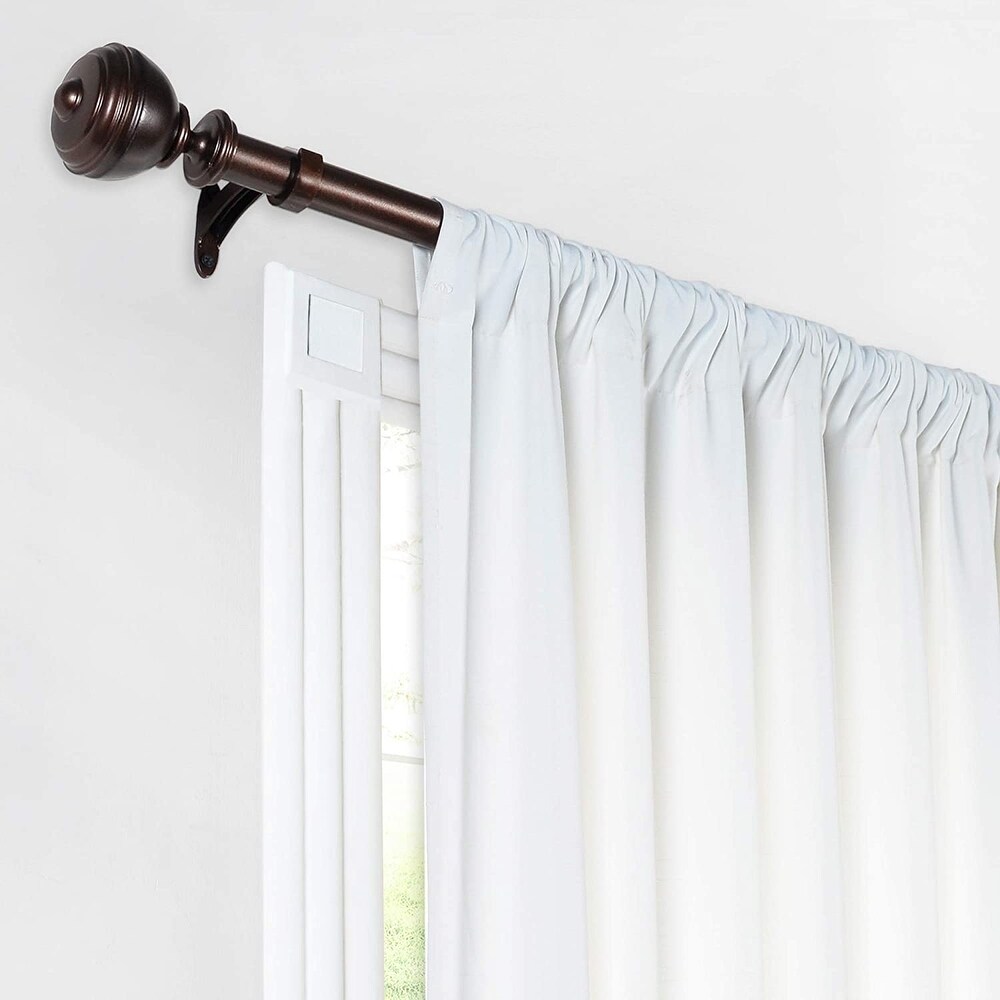 Deco Window 1 Inch Adjustable Curtain Rod for Windows   Doors Curtains with Oval Finials   Brackets Set