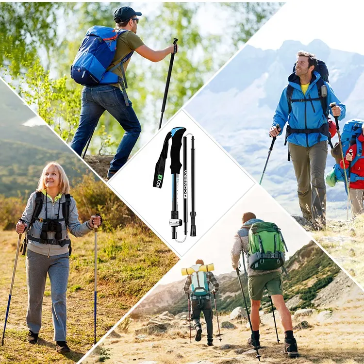 Carbon Fiber Hiking Tourist Walking Cane Stick Walker Crutch Shock Absorber Trekking Pole Ultralight Walking Stick