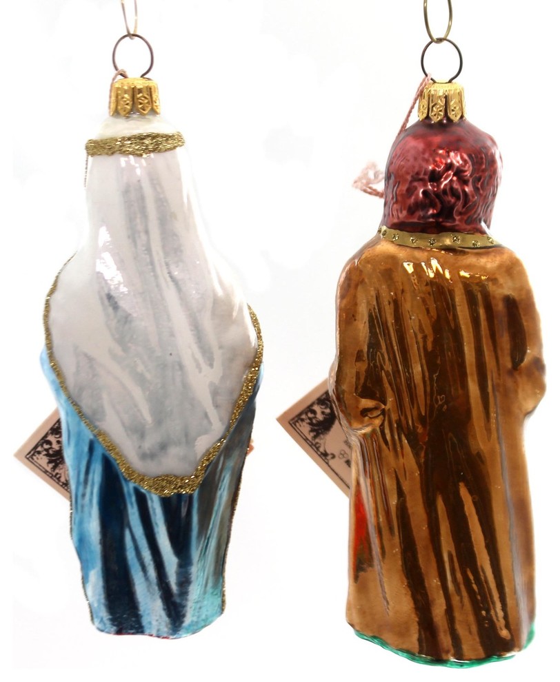 Polonaise Ornament ST JOSEPH/BLESSED MOTHER Glass Nativity Poland Gp412/413   Contemporary   Christmas Ornaments   by Story Book Kids Inc  Houzz