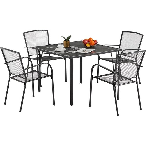 AECOJOY Outdoor Patio Square Dining Table for 4 with 1.6