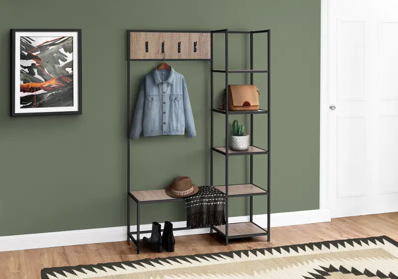 Leverage Industrial Taupe Hall Tree