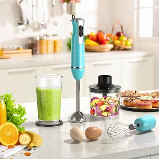 Galanz 2-Speed Retro Blue Immersion Blender with Whisk and Chopper Attachments GLHBBERE026