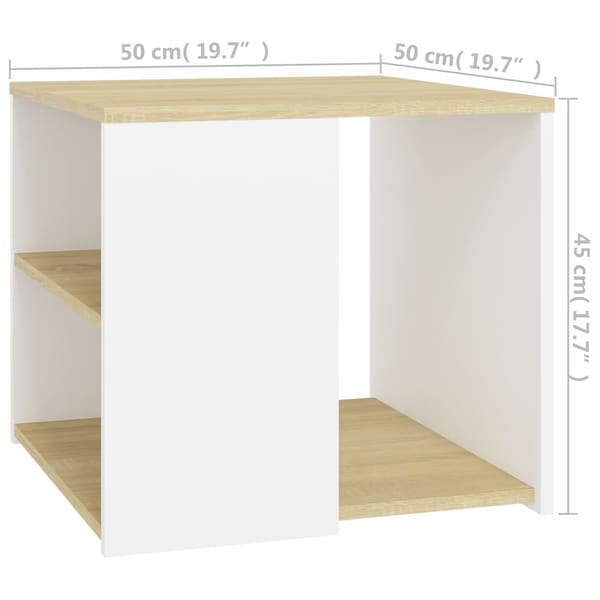 vidaXL Side Table Sonoma Oak and White 20