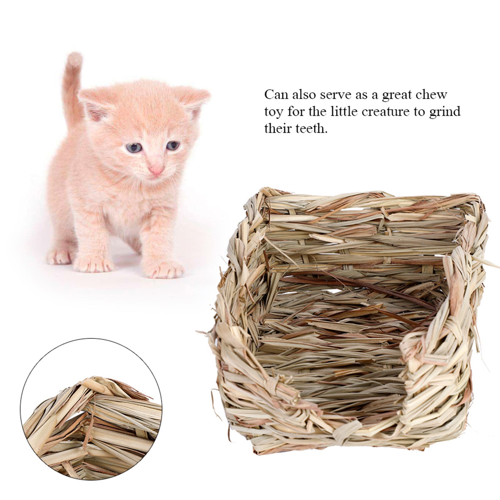 Grass House Lightweight Chew Toy  Chew Toy，  Grass House， For Hamster Guinea Pig Pets Bunny