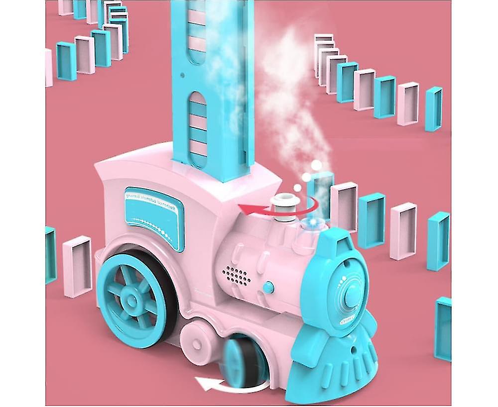 Creative Automatic Train Game Plastic Stacking Domino Toy Diy Educational Toy - Pink