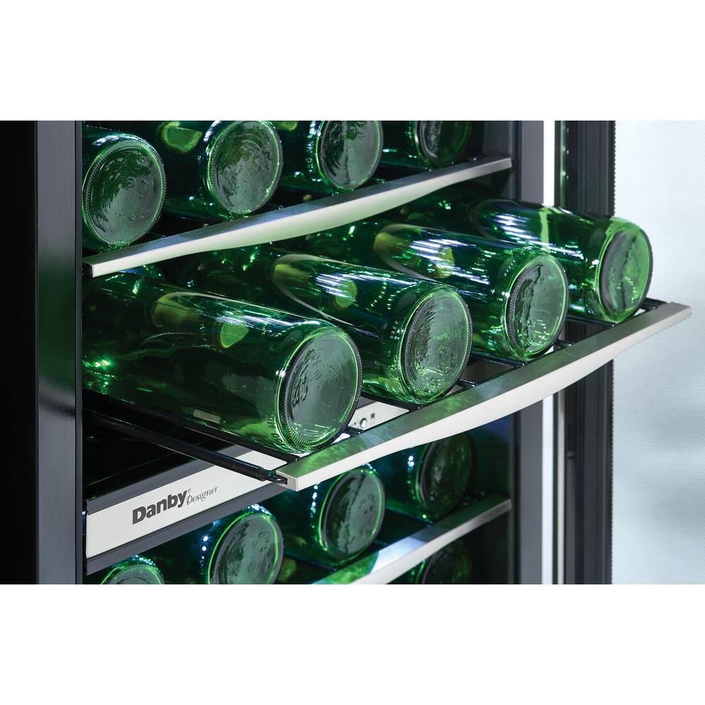 Danby Designer 19.44 in. 38-Bottle Freestanding Dual-Zone Wine Cooler DWC040A3BSSDD