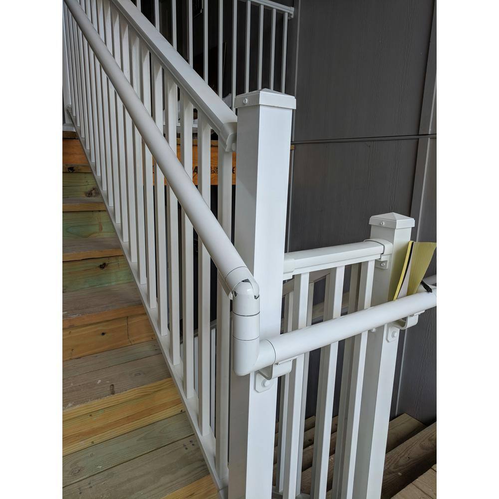 EZ Handrail 1.9 in. Aluminum Round ADA Handrail White Adjustable Angle EZA555-W