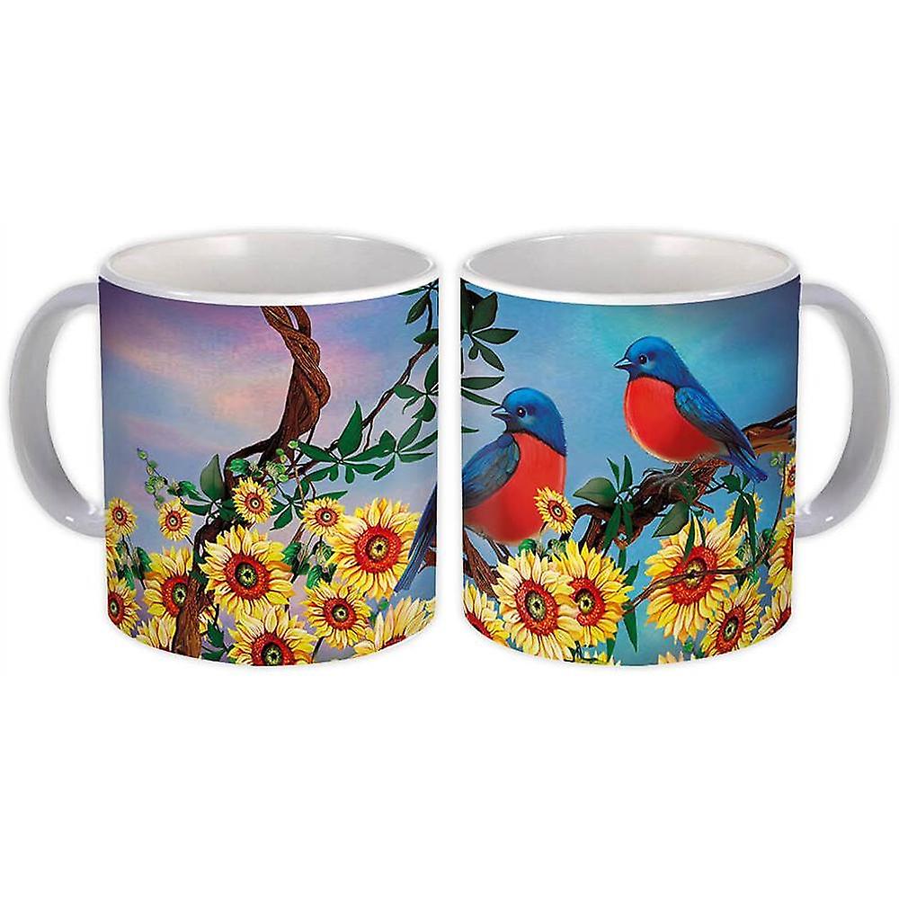 Gift Mug: Bird Sunflower Colorful