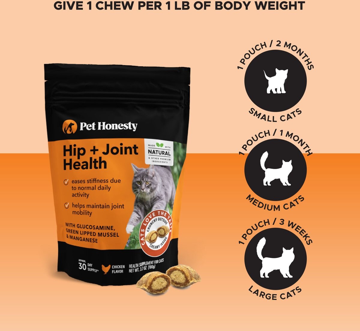 PetHonesty Dual Texture Chicken Flavored Chews Hip and Joint Supplement for Cats