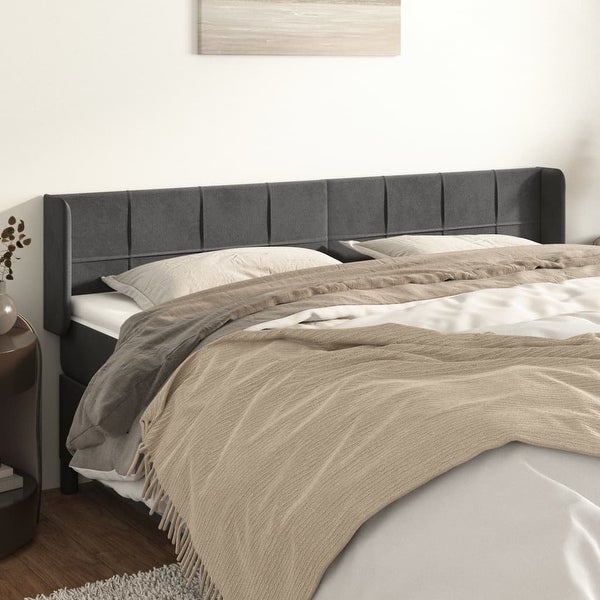 vidaXL Headboard with Ears Dark/Light Gray Velvet - - 37455508