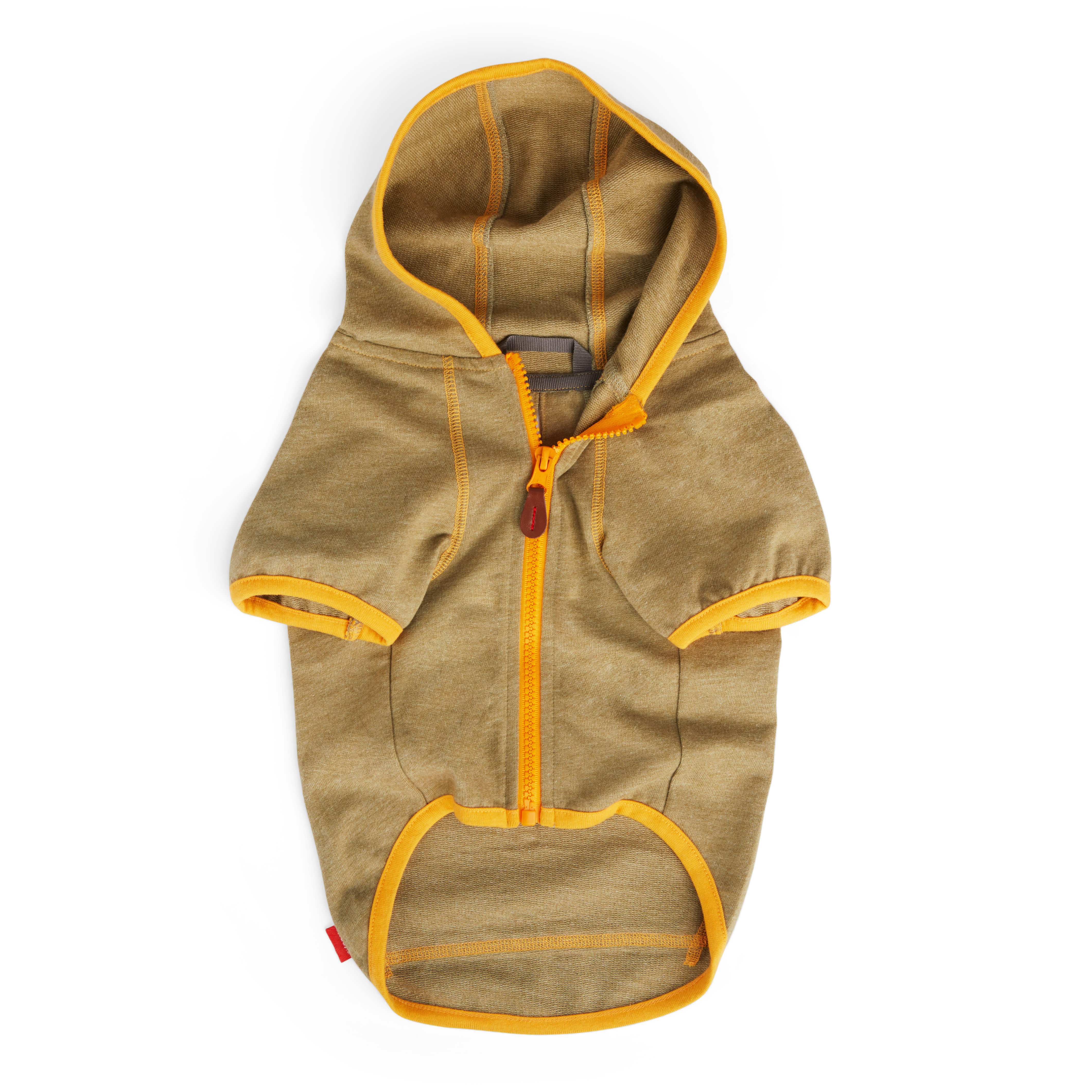 Reddy Brown and Yellow Zip Dog Hoodie， 3X-Large