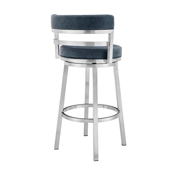 Madrid Modern Swivel Counter/Bar Stool in Faux Leather and Brushed Stainless Steel