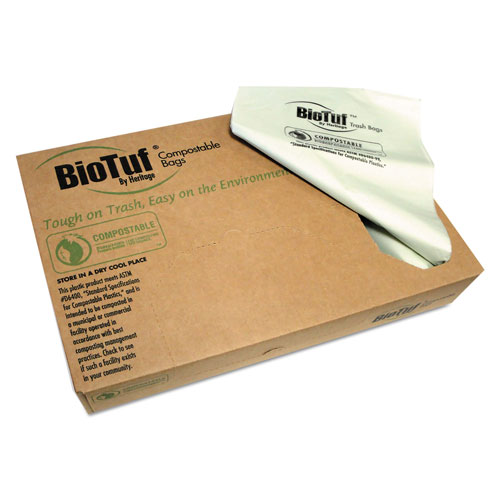 Heritage Bag Biotuf Compostable Can Liners | 13 gal， 0.88 mil， 24