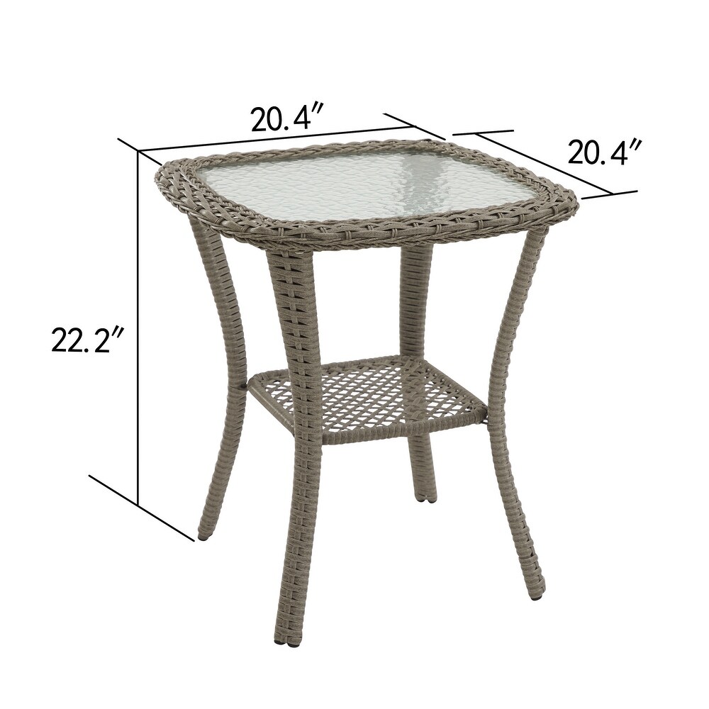 Corvus Salerno Outdoor 22 inch Wicker Glass Table