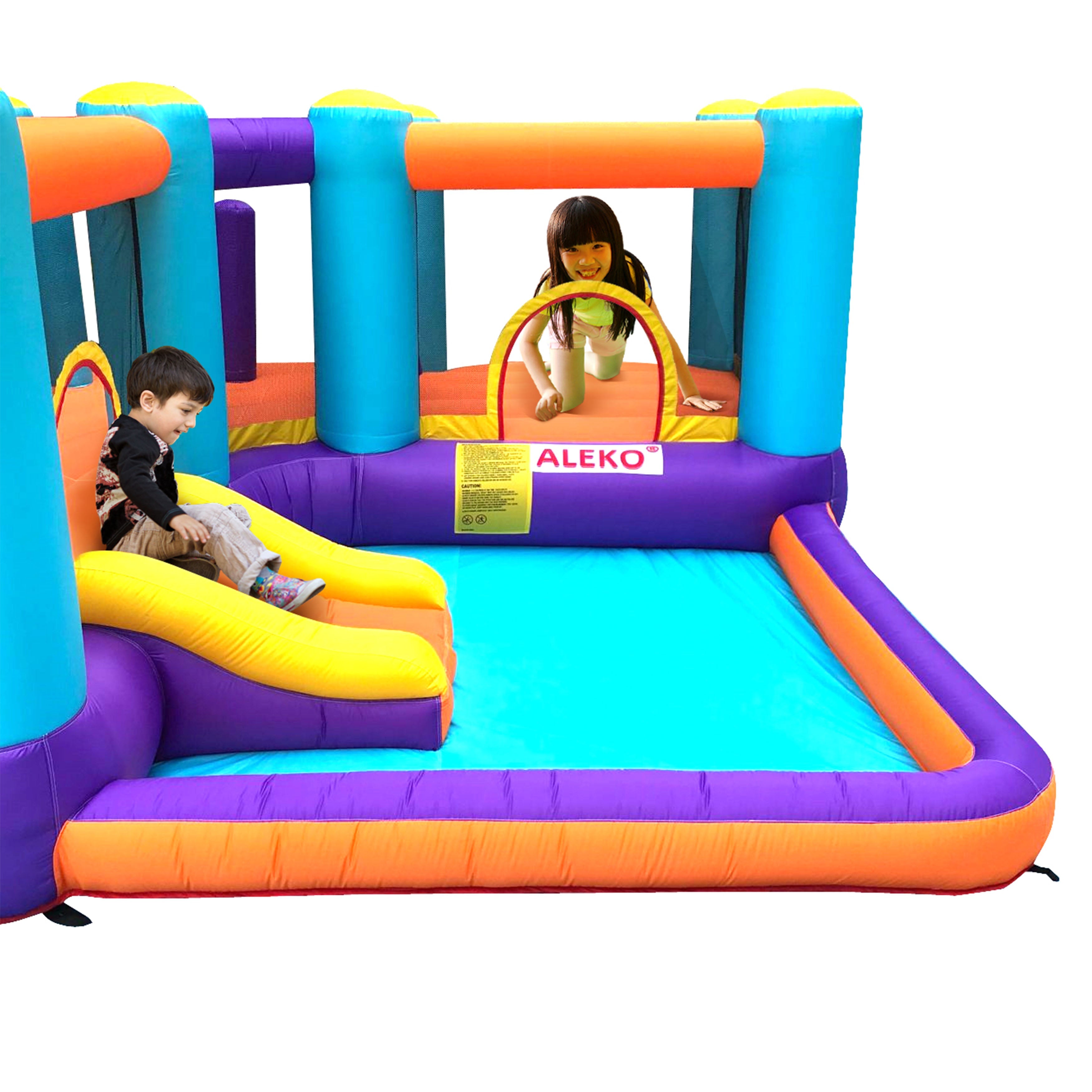 ALEKO BHPLAY Extra Large Inflatable Playtime Bounce House with Splash Pool and Slide