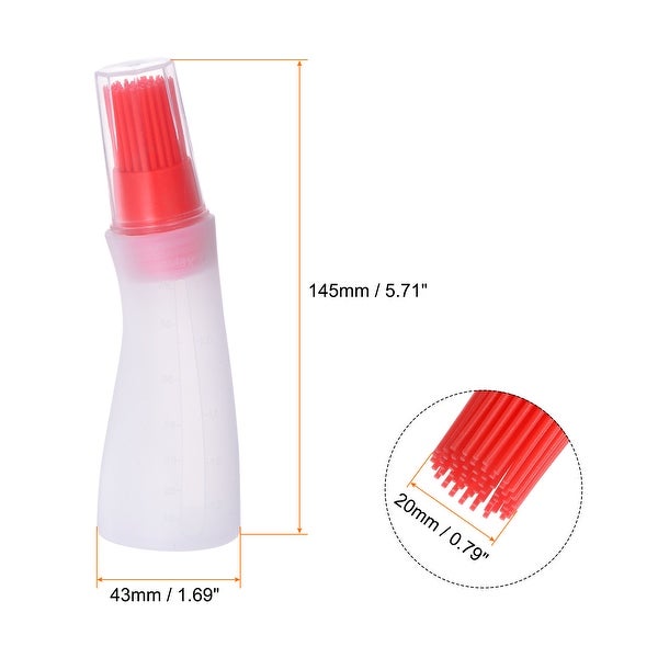 2pcs Silicone Oil Bottle Brush with Cap for Barbecue Cooking Baking， Red