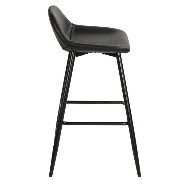 Cortesi Home Rain Counterstools with Faux Leather， Black Base (Set of 2)