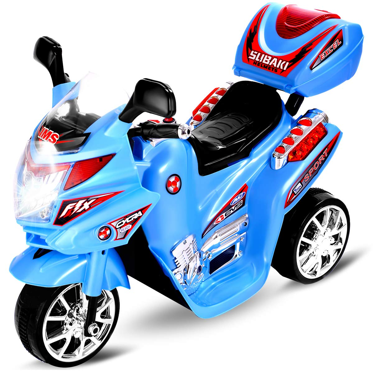 Costzon Ride On Motorcycle, 6V Battery Powered 3 Wheels Electric Bicycle, Ride On Vehicle with Music, Horn, Headlights