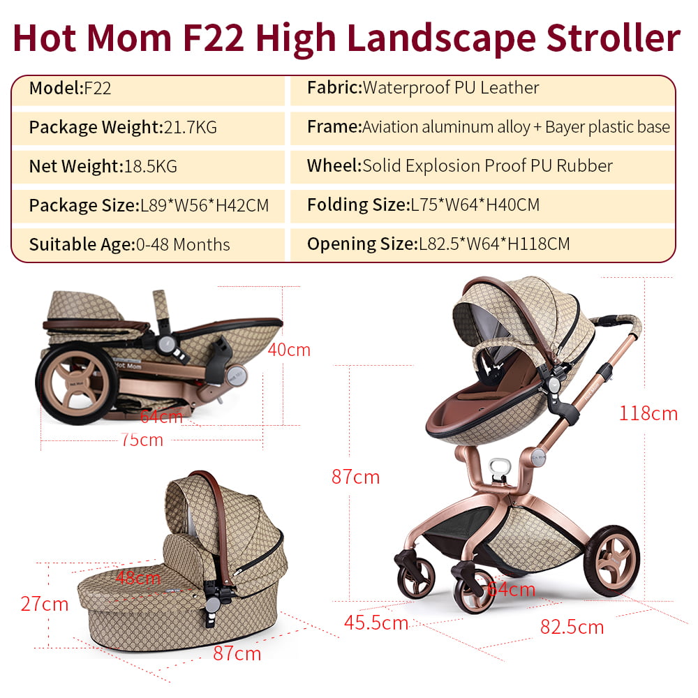 Hot Mom Travel System Stroller, Beige