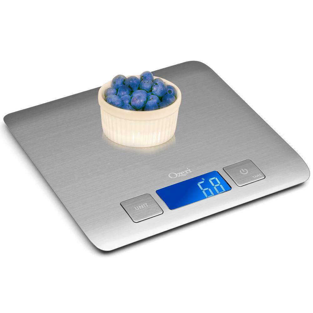 Ozeri Zenith Digital Kitchen Scale in Refined Stainless Steel with Fingerprint Resistant Coating ZK15