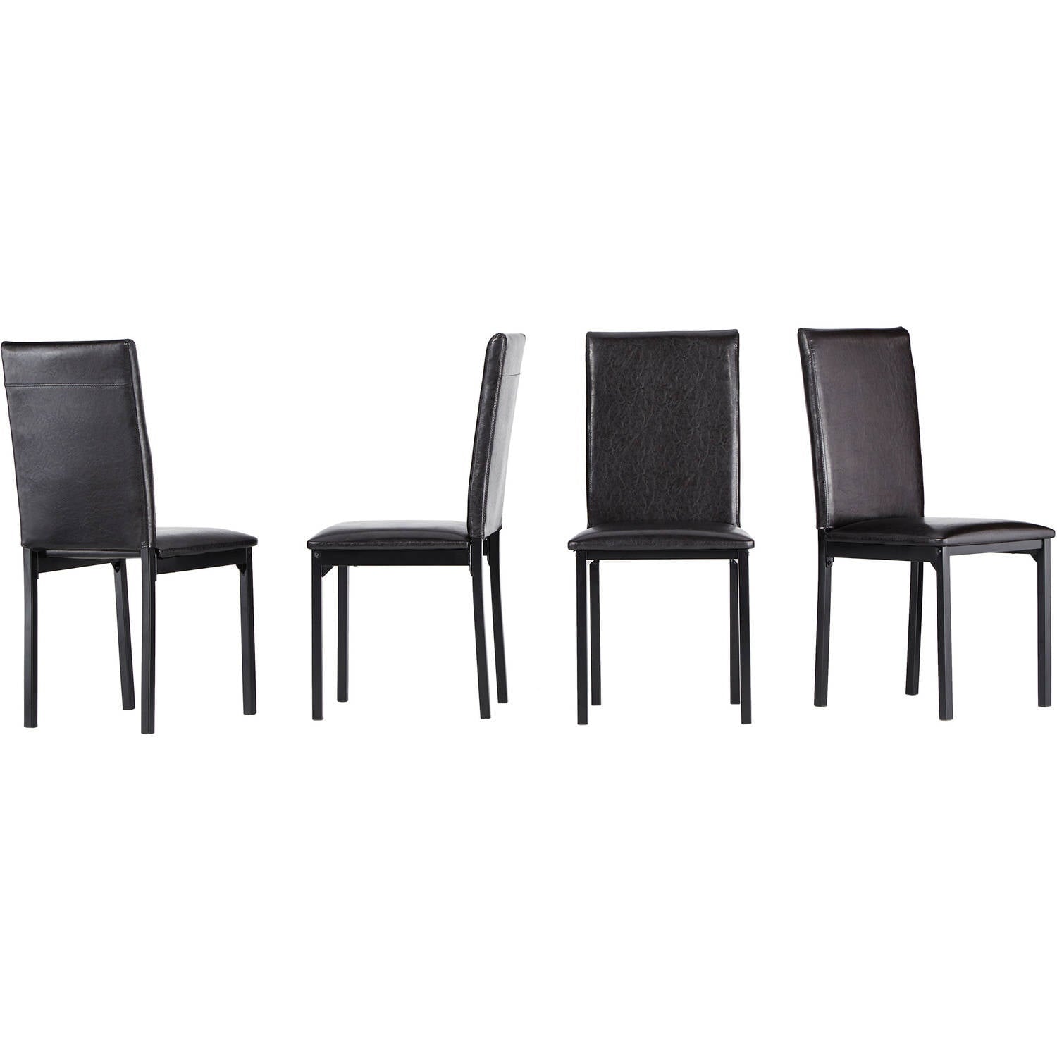 Weston Home Declan Black Metal Frame Upholstered Black Faux Leather Dining Chair， Set of 4