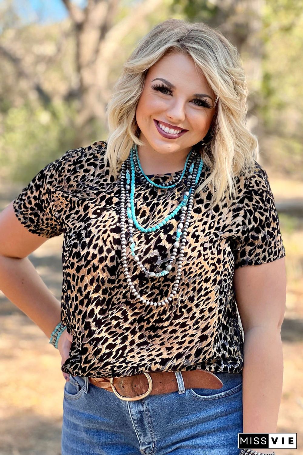 Leopard Plus Size Short Sleeve T-shirt