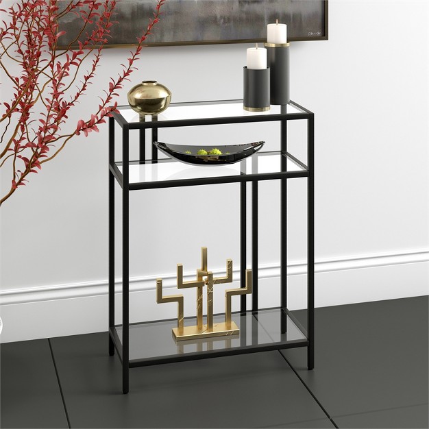 22 In Black Bronze Console Table With Glass Shelves Henn amp hart