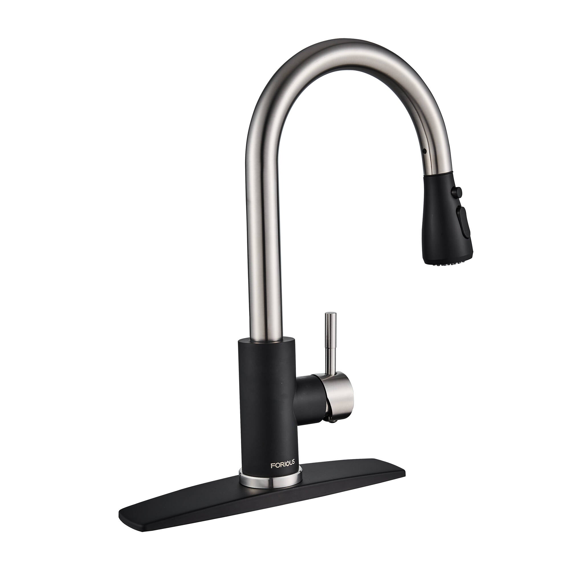 Forious Kitchen Faucet with Pull Down Sprayer Single Handle Brush Black in Kitchen