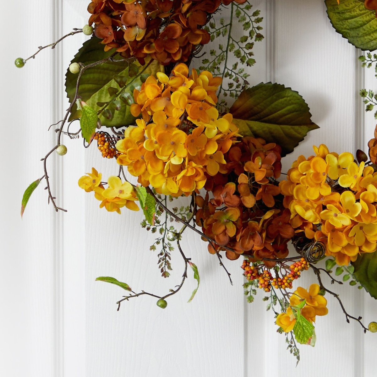 24'' Fall Hydrangea Artificial Autumn Wreath with Berries