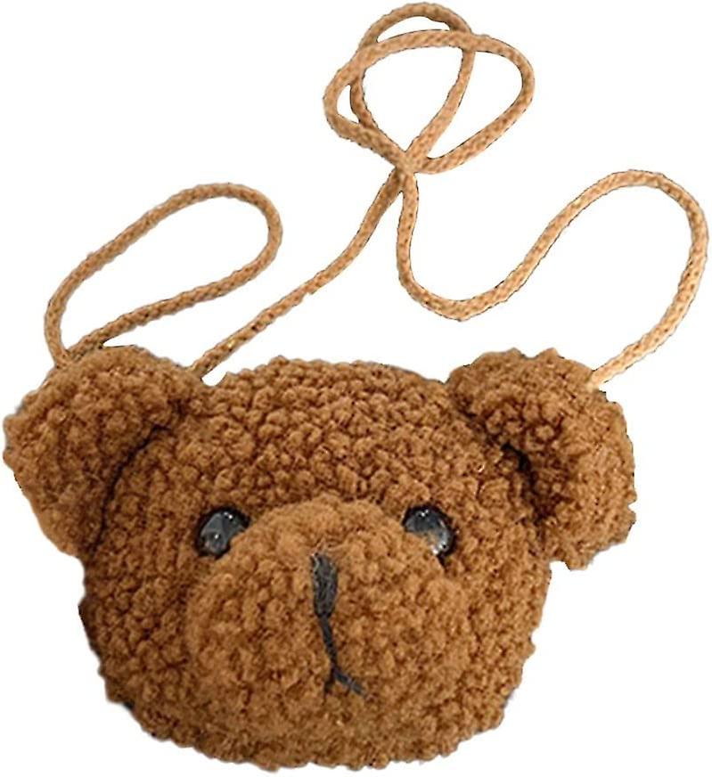 Bear Plush Coin Purse Wallet Cute Bear Keychain Change Pouch Mini Bag Pendant Charms For Earphone Card Lipstick Storage Bag Gift For Kids Women(brown)