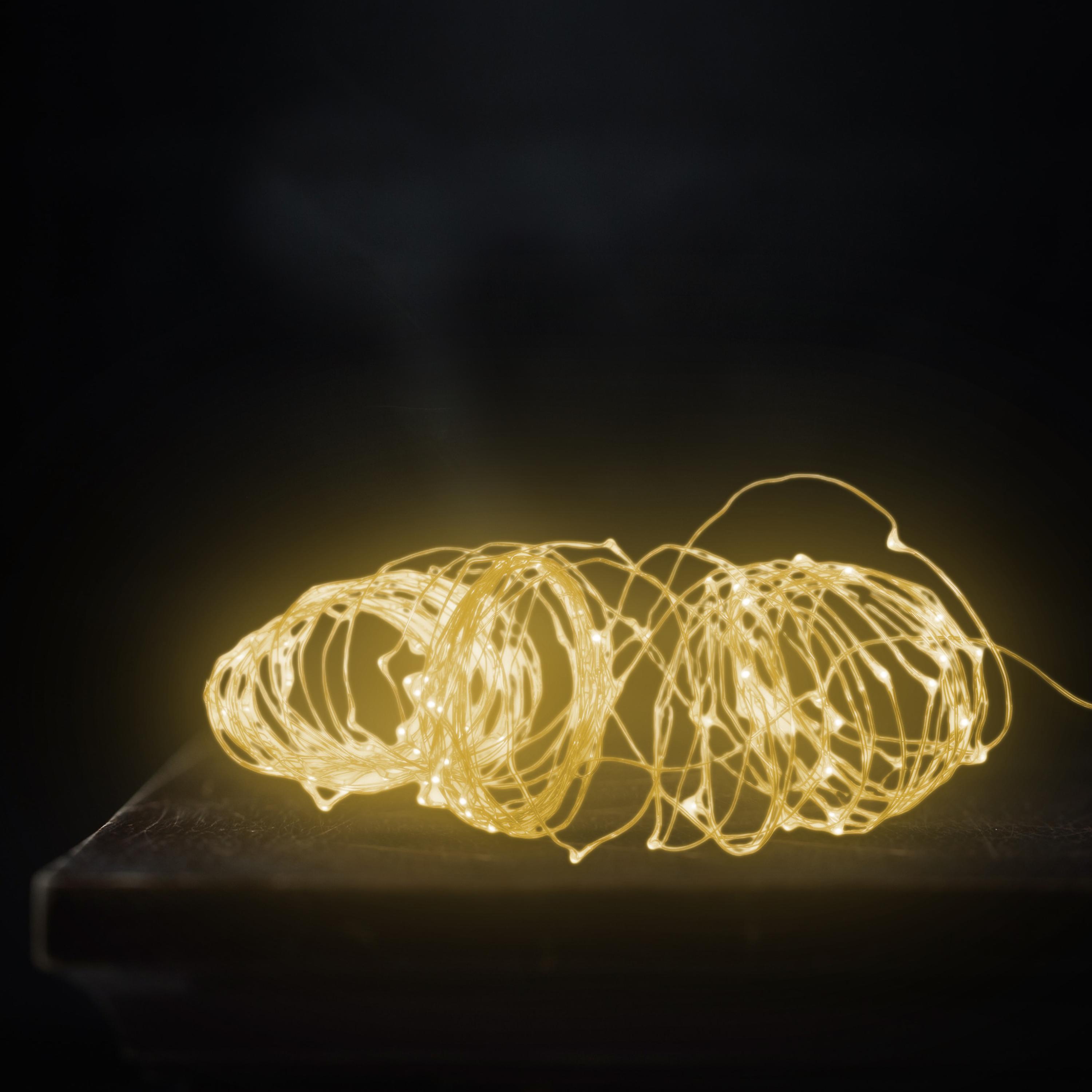 H-basics 2x LED Light Chain Battery Powered， Copper Wire String Lights 10m - Copper Wire String Lights