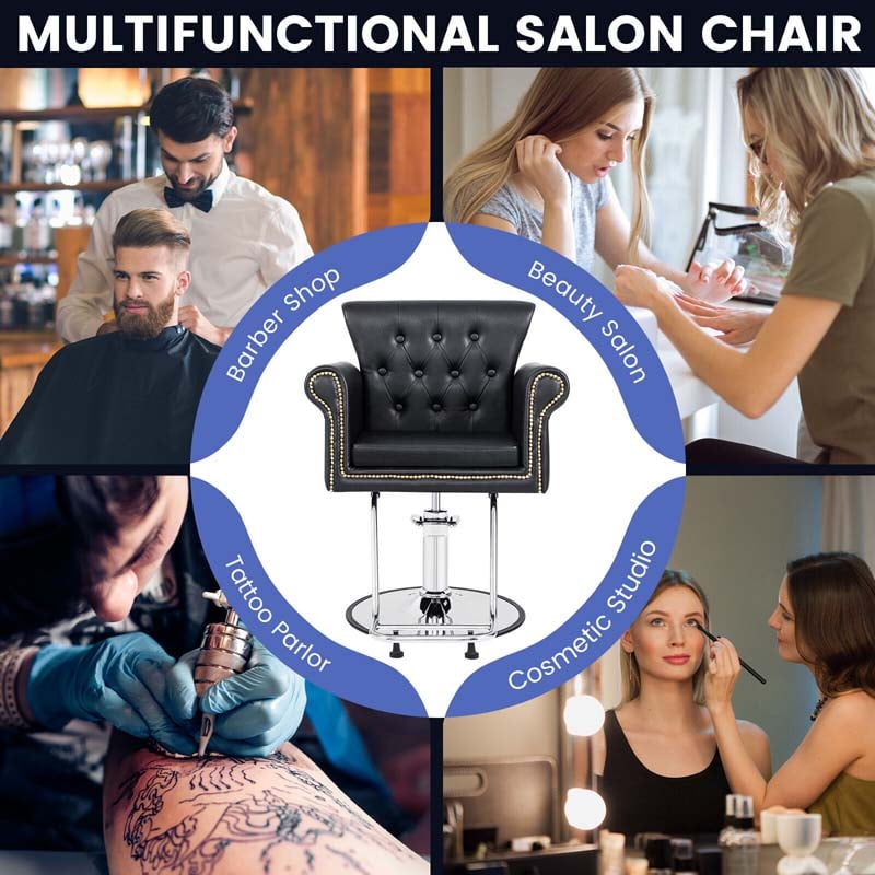 Retro Salon Chair for Hair Stylist, Adjustable Swivel Barber Chair Heavy Duty Hydraulic Spa Makeup Tattoo Chair