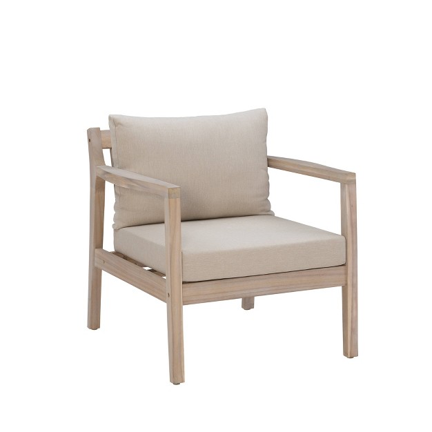 Linon 2pk Melita Acacia Arm Chairs Beige natural