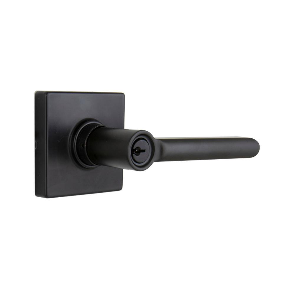 Defiant Tonebridge Matte Black Keyed Entry Door Lever with Square Rose 32LS3X900A