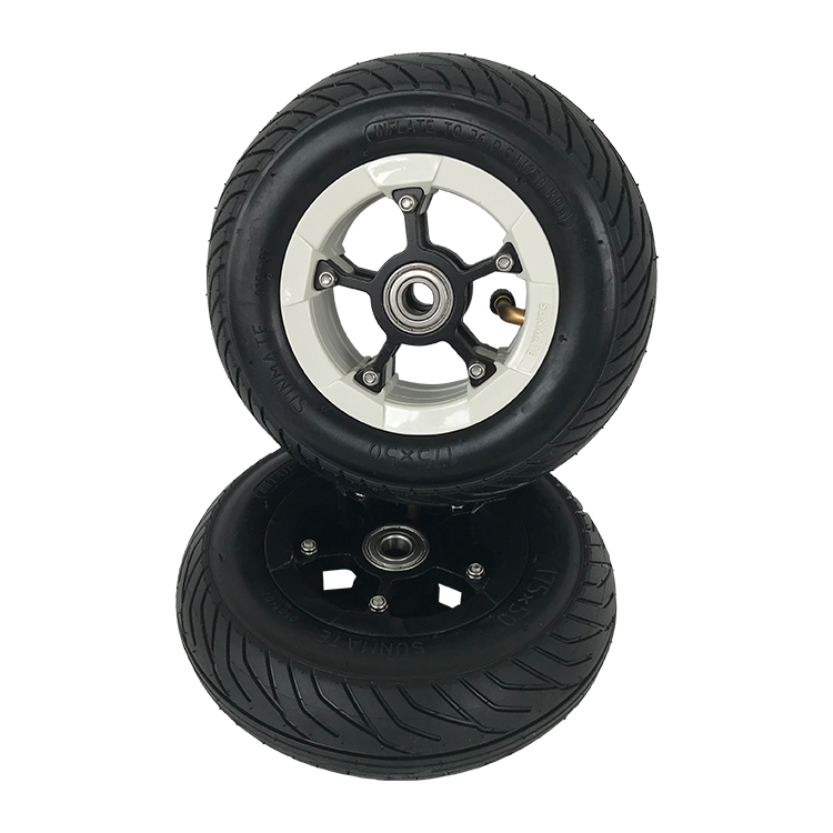 175x50 Rubber Wheel with Aluminium Hub Double Bearings Double Spoke and Tire Tube 7x2 Inch for Electric Skateboard Replacement