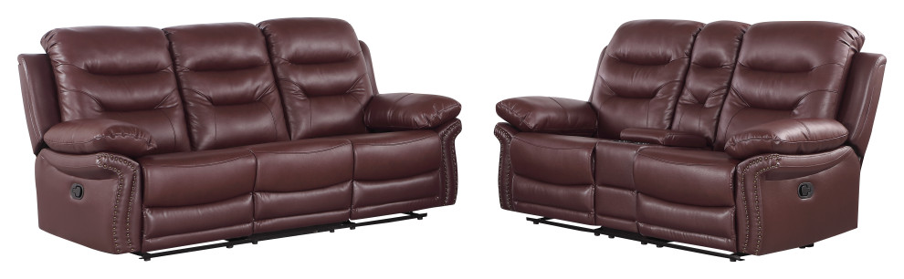 Anders Leather Air Match Recliner Collection  2 Piece With Console   Contemporary   Living Room Furniture Sets   by Luxuriant Furniture  Houzz