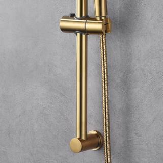 Ultra Faucets Kree 5-Spray Round High Pressure Multifunction Wall Bar Shower Kit with Hand Shower in Brushed Gold UF78308-7R